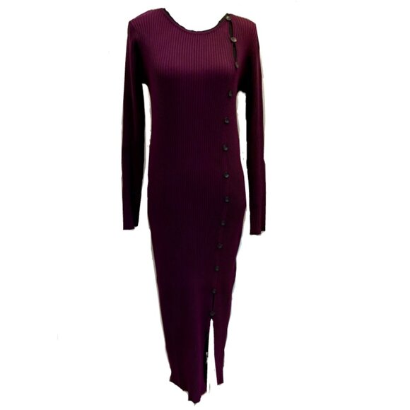 Brand New Calvin Klein Knit Bodycon Button-Down Midi Ribbed Dress - Picture 1 of 9